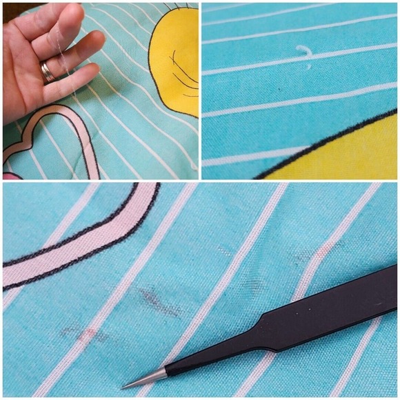 Looney Tunes Comforter Tweety Bird REVERSIBLE Vintage Blanket Teal Pink Hearts - Picture 3 of 10